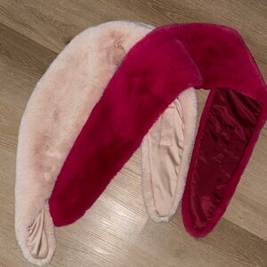 Elegant Pink and Cream Faux Fur Scarf Wrap